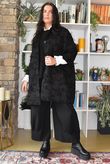 Bodi Jacquard Oversized Cocoon Coat Black